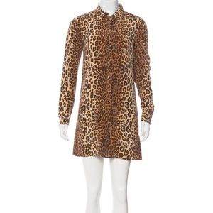 Equipment Leopard silk 3/4 button up dress. Sz XS